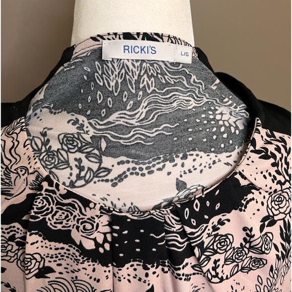 Ricki’s woman’s blouse pullover top polyester spandex pink birds flowers tree - Picture 7 of 9